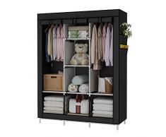 UDEAR Einfach Kleiderschrank aus Stoff Faltschrank Stoffschrank Bedroom Wardrobes Schwarz