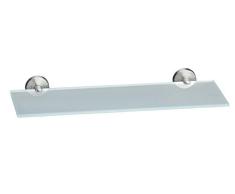 AMARE Glasablage, Exklusive Ablage aus Edelstahl und Glas, Bad Badablage Badregal Glasablage Glasregal, Wandregal (Edelstahl (Gebürstet), 50 cm x 14 cm)