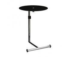 Premier Housewares Verstellbarer, runder Beistelltisch mit Glasplatte und Chromgestell, 70 x 45 x 45 cm