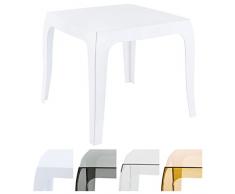 CLP Design-Kunststofftisch Queen I Pflegeleichter quadratischer Beistelltisch I Wetterbeständiger Outdoor-Tisch Weiß Glanz