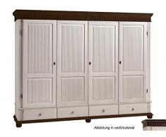 Kleiderschrank Massivholzschrank Schlafzimmerschrank Schrank Silvana X 199 cm weiß/kolonial