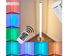LED Stehlampe Flaut, dimmbare Stehleuchte aus Metall in Chrom, 10 Watt, 1000 Lumen, Lichtfarbe 3000 Kelvin (warmweiß), Standleuchte mit RGB Farbwechsler und Fernbedienung