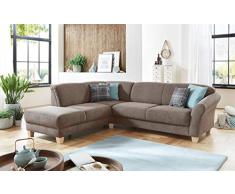 CAVADORE Ecksofa Gootlaand / Große Couch im Landhaus-Stil / Mit Federkern-Polsterung / 257 x 84 x 212 / Braun