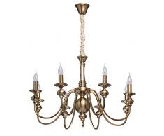 MW-Light 614010608 Klassischer Kerzen Kronleuchter in Messing 8 Armig Wohnzimmer