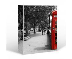 banjado Medizinschrank groß abschließbar | Arzneischrank 35x46x15cm | Medikamentenschrank aus Metall weiß mit Motiv London Red Telephone