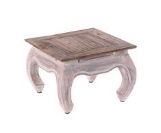 Vintage Design OPIUMTISCH MAHA 50 | 50x35cm(LxH), Recyclingholz | Asiatischer Beistelltisch, Couchtisch, Beistelltisch aus Vollholz | Farbe: 05 weiß-Natur