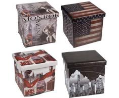 Aufbewahrungshocker, faltbar, 38 x 38 x 38 cm, 4 unterschiedliche Motive verfügbar (nicht frei wählbar)