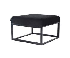 Damiware Otto Moderner Polsterhocker, Sitzhocker Hocker Sitzbank Fußbank Pouf mit Samt Stoffbezug | (Samt Schwarz, 60 x 60 cm)