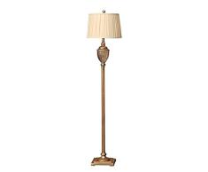 UArtlines Stehlampe Wohnzimmer Kristall Stehleuchte,Stoffschirm und Metallbasis Höhe 155cm für Wohnzimmer,Schlafzimmer,Büro(Gold)