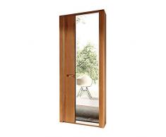 Nature Plus Garderobenschrank teil-massiv aus Kernbuchenholz - Flurgarderoben Schrank mit großem Spiegel - 74 x 200 x 40 cm (B/H/T)