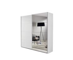 Rauch Möbel Subito Schrank Kleiderschrank Schwebetürenschrank in Weiß mit Spiegel 2-türig inkluisve Zubehörpaket Basic 2 Kleiderstangen, 2 Einlegeböden BxHxT 136 x 197 x 61 cm