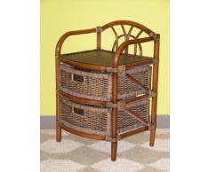 Rattanregal mit 2 Schüben , Korbregal mit Schub , Korbfarbe : darkbrown , Größe : B 46 cm , T 40 cm , H 70 cm .