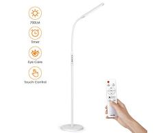 Albrillo LED Stehlampe 8W - 2-in-1 Leselampe & Stehleuchte, Touch & Remote Control, 5 Farbtemperaturen & 5 Helligkeitsstufen, Timer & Augenschutz, für Wohinzimmer, Schlafzimmer und Büro, Weiß