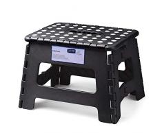 HOUSE DAY Tritthocker Kinderhocker Klapphocker Kinder Klapptritt Kindertritt Schwarz Kunststoff Klappbar Platzsparend Kompakt Belastbar 115kg 8.5 für Küche Badezimmer