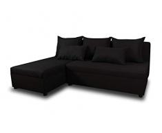 Ecksofa Pono mit Schlaffunktion - Couchgarnitur, Eckcouch, Sofa, Sofagarnitur, Bettsofa, L-Form Couch, Schlafsofa - Ottomane Universal (Schwarz (Sawana 14))