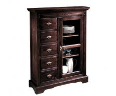 SIT-Möbel 9801-30 Brotschrank Samba, 86 x 39 x 122,5 cm, Akazie massiv, antikfinish