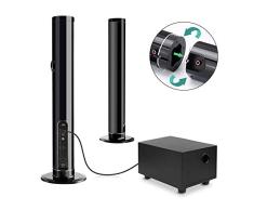 Soundbar mit Subwoofer 2.1 Kanal, Fityou Bluetooth 5.0 Soundbar mit 6 Lautsprecher für TV mit (AUX, USB, RAC, Faser, Surround Sound), Separate Wandhalterung, 50W für Heimkino/TV/Mobile/PC, Schwarz