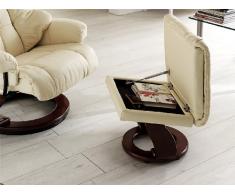 Robas Lund Leder Relaxsessel TV Sessel mit Hocker bis 130 Kg, Fernsehsessel Echtleder creme, Calgary, Kunstleder