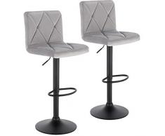 Lestarain 2 Stücke Barhocker,360°Drehbar Hocker Barstuhl Mit Rückenlehne Höhenverstellbar Tresenhocker Küchenhocker Gepolsterte Sitzfläche Aus Samt Bistrohocker Hellgrau