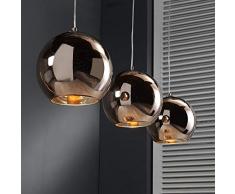 famlights Pendelleuchte Romeo aus Glas in Kupfer, 3-Flammig, E27, Industrie Design | Pendellampe für Wohnzimmer, Esszimmer | Designerleuchte Hängeleuchte | Industrial Esszimmerlampe Esszimmerleuchte