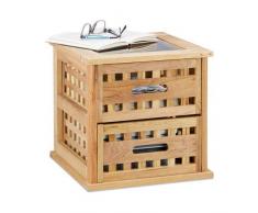 Relaxdays Beistelltisch Walnuss, quadratischer Nachtschrank aus Naturholz mit 2 Schubladen, HBT: 34 x 34 x 34 cm, natur