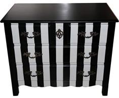 Casa Padrino Barock Kommode Schwarz/Weiss Streifen 94cm - Antik Stil Möbel
