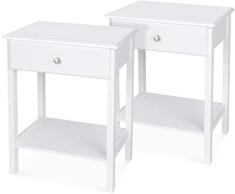 HOMFA Nachttisch Nachtschrank Nachtkommode Nachtschränkchen Ablagetisch Beistelltisch Telefontisch Sofatisch Kaffeetisch Holz weiß 46x35x60cm (2er Set)