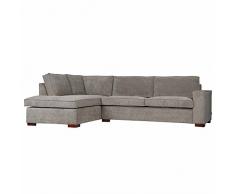 Pharao24 Ecksofa in Grau Grün Cord Webstoff modern Kurzer Schenkel Links (Frontansicht)