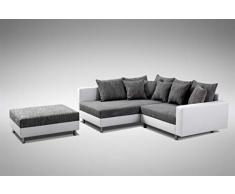 Küchen-Preisbombe Modernes Sofa Couch Ecksofa Eckcouch in Weiss Eckcouch mit Hocker - Minsk L