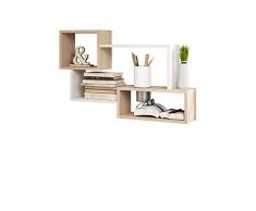 Mirjan24 Regal Trio 005, Wandregal Dekoregal, 87x54x18 cm, Wandboard, Hängeregal, Wandschrank, Hängeschrank, Regal, Buchregal, (Sonoma Eiche/Weiß)