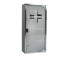 Zedelmaier Medizinschrank aus Edelstahl 2/3 / 4 Fächer mit Glas Tür 57 x 27 x 12 cm (Silber - 4 Fächer)