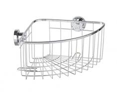 Wenko Power-Loc Eckregal Bovino Groß, Wandablage ohne bohren, Duschablage mit Klebe-Befestigung, Regal für Badezimmer und Küche, rostfreier Edelstahl, 26 x 11 x 18 cm
