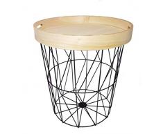 Beistelltisch rund mit Tablett (abnehmbar) - Designer Couchtisch Sofatisch Metall Tisch