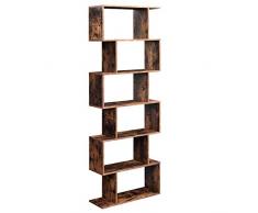 VASAGLE Bücherregal, Regal, Standregal zur Präsentation, freistehender Schrank, Dekoregal mit 6 Ebenen, Vintage, Dunkelbraun LBC61BX