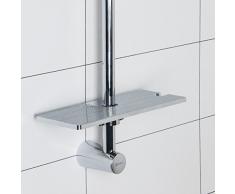 Werkzeyt Duschablage - 250 x 100 mm Ablagefläche - Einfache Montage an der Duschstange - Integrierte Handbrause-Halterung - Aus ABS-Kunststoff - Verchromt / Duschregal / Badablage / ZYT330593