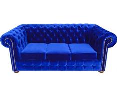 Casa Padrino Chesterfield 3er Sofa in Royalblau 200 x 90 x H. 78 cm Qualität
