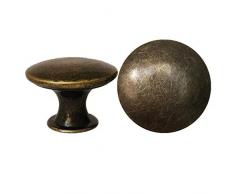 25 x Möbelknöpfe Vintage Set Bronze Rund Türgriffe Schubladengriffe Antik Messing 30mm für Küche Schrank Schublade Kommode Türen Möbel