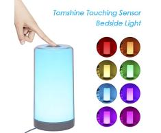 Nachttischlampe Touch Dimmbar, Tomshine LED Tischlampe Warmem Weißlicht Bunt 256 RGB, 3 Helligkeitsstufen, Memory und Augenschutz Funktion Nachtlicht [Energieklasse A++] [Energieklasse A++]