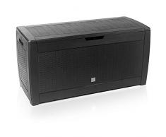 Truhe Rato klappbarer Deckel Haltegriffe Rollen Rattanoptik anthrazit Gartenbox Auflagenbox Kissenbox Farbauswahl