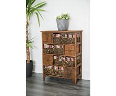 Costello Kommode mit Aufbewahrungsboxen, Holz, Mais, Korbgeflecht, groß, mit Schubladen, Retro, Badezimmer-Einheit, Nachttisch, Shabby Chic, Premiumqualität, Braun
