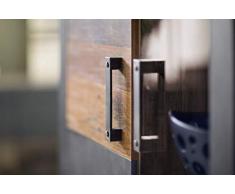 trendteam Wohnzimmer Highboard Schrank Indy, 87 x 189 x 34 cm in Korpus Graphit Grau, Front Old Wood NB mit viel Stauraum