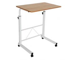 BALLSHOP Beistelltisch Laptop Tisch Schreibtisch Höhenverstellbarer Betttisch auf Rollen Tisch für Bett Braun