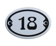 Nummer 18 mini Emaille Schild Jugendstil ca. 4,2 x 6,2 cm Türschild Zimmer Schublade Schrank Kommode Emailschild oval weiß