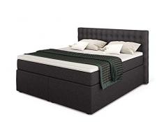Betten Jumbo King Boxspringbett 180x200 cm 7-Zonen TFK Härtegrad H3 und Visco-Topper | Farbe: Anthrazit | versch. Größen verfügbar
