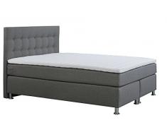 Tesla Dreams Boxspringbett 180x200 Ronda,Lux Komfort,7 Zonen Taschenfederkern-Matratze,VISCO/LATEX/KOMFORT Topper-3D Bezug,H2/H3,Unterbau Taschenfederkern,Grau