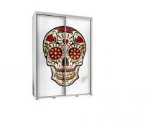 MOEBLO Kleiderschrank Schrank Gaderobe Schiebtüren 155 cm Skull (wenge)