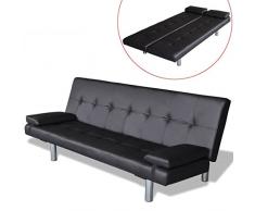 vidaXL Sofabett Kunstleder 2 Kissen Gästesofa Schlafcouch Schlafsofa Bettsofa
