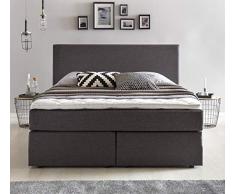 Furniture for Friends Möbelfreude® Boxspringbett Benno | 140x200 cm Anthrazit H2 | mit hochwertiger Bonell Federkernmatratze, Komfortschaum-Topper