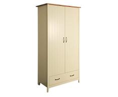 PKline Kleiderschrank Nord Schlafzimmer Schrank 2 Türen Drehtürenschrank Kiefer Creme