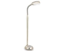maxVitalis LED-Standleuchte, Tageslicht-Stehlampe, Flexibler Lampenkopf, Augenschonende Stehleuchte, Für Wohnzimmer und Schlafzimmer, Energiesparende Tageslichtlampe (Edelstahl, LED-Stehlampe)